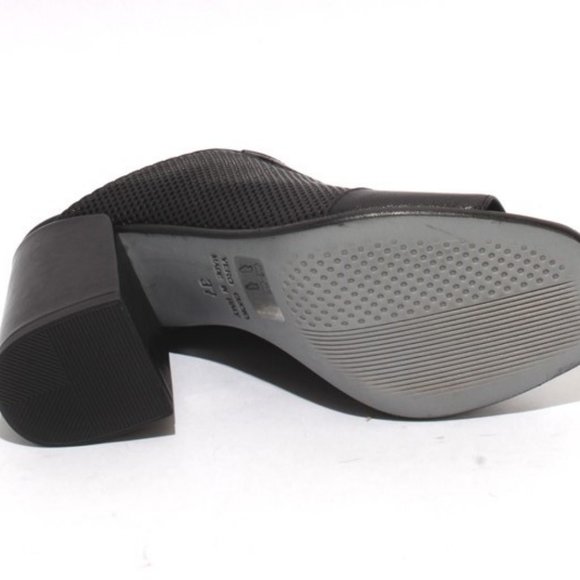 ITALIAN Black Leather Slide Open Toe Heel Sandal - Picture 8 of 8